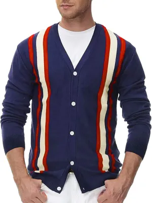 Autumn Men's Cardigan Sweater Fashion Button Down Long Sleeve Coats Warm Knit V Neck Cardigan Top Versatile Jacket