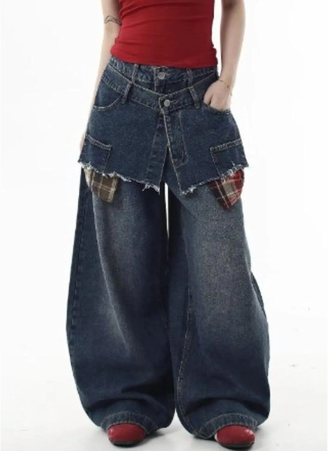 Baggy Cargo Pants for Womens Mens Y2K Loose Low Rise Wide Leg Jeans Harajuku Streetwear Clothes