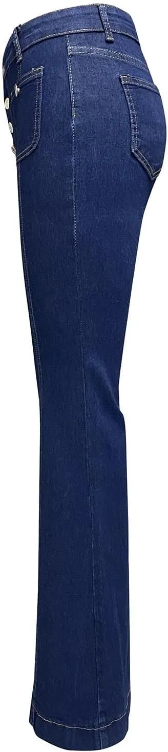 Baggy Jeans for Women Y2K Stretch High Waisted Straight Wide Leg Denim Jeans Pants Trousers Drawstring Flap Pocket