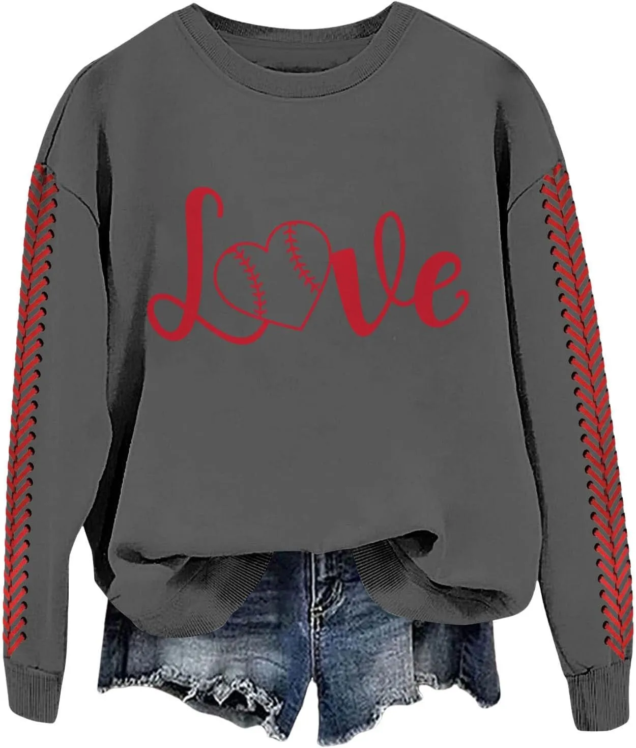 Baseball Sweatshirt for Womens 2025 Long Sleeves Round Neck Pullover Baseball Letter Print Blouses Fall Workout Tops