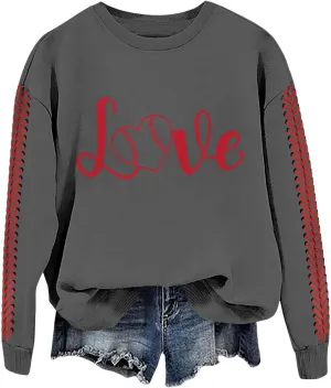 Baseball Sweatshirt for Womens 2025 Long Sleeves Round Neck Pullover Baseball Letter Print Blouses Fall Workout Tops