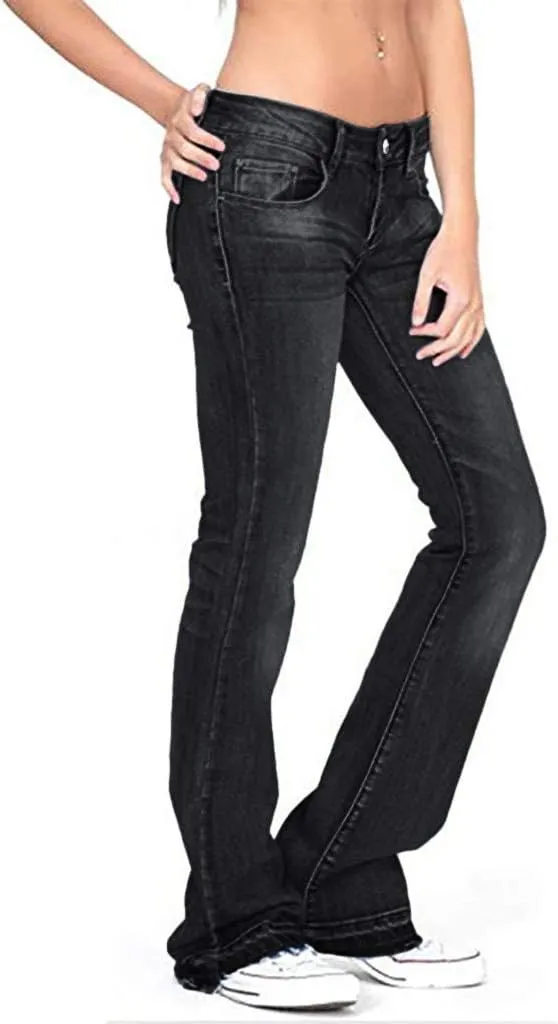 Bell Bottom Jeans for Women Petite Denim Pants Distressed Washed 70s Fashion Vintage Cowboy Jeans Bootcut Pant