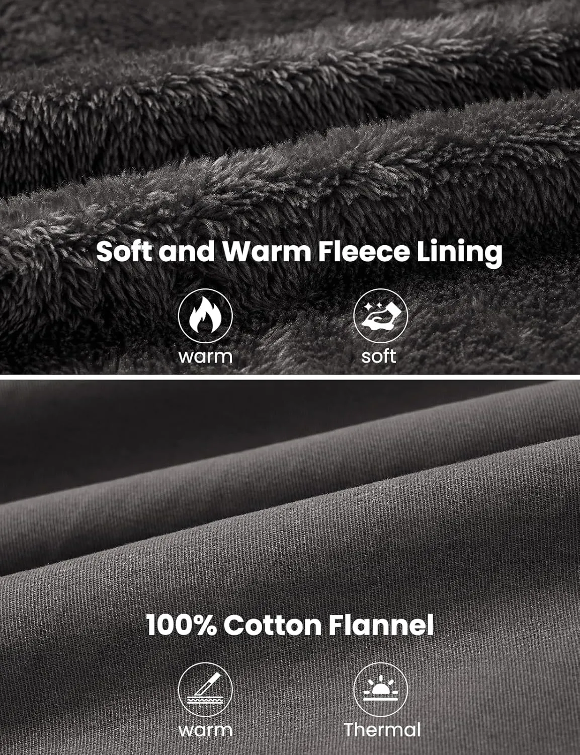 BGOWATU Men's Cotton Work Jacket Insulated Flannel Lined Full Zip Hoodies Active Winter Coat with Utility Pockets