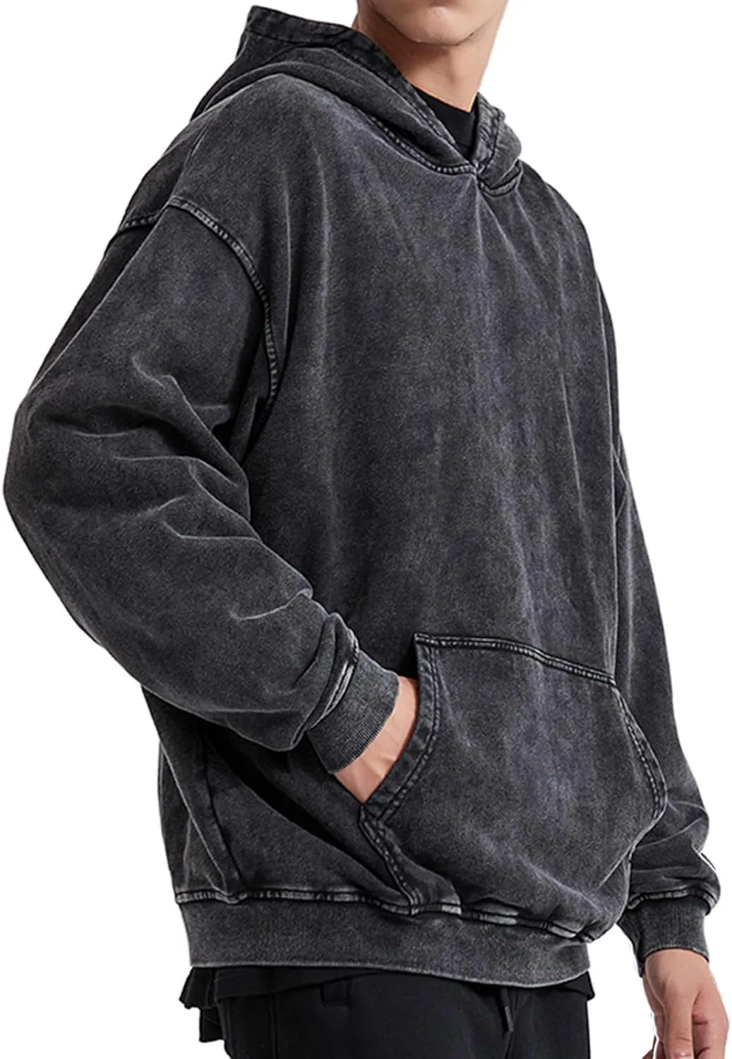 BINTEHGS Mens Oversized Hoodie Vintage Acid Wash Hoodie Baggy Cotton hooded Sweatshirts Unisex Distressed Pullover Streetwear