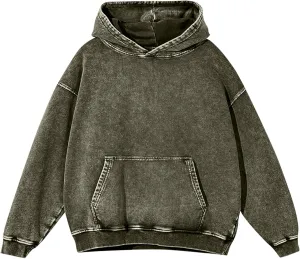 BINTEHGS Mens Oversized Hoodie Vintage Acid Wash Hoodie Baggy Cotton hooded Sweatshirts Unisex Distressed Pullover Streetwear
