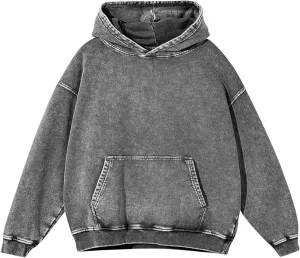 BINTEHGS Mens Oversized Hoodie Vintage Acid Wash Hoodie Baggy Cotton hooded Sweatshirts Unisex Distressed Pullover Streetwear