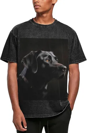 Black Labrador Mens Oversized T Shirts Vintage Cotton Short Sleeves Casual Summer Tee Washed Unisex Tops