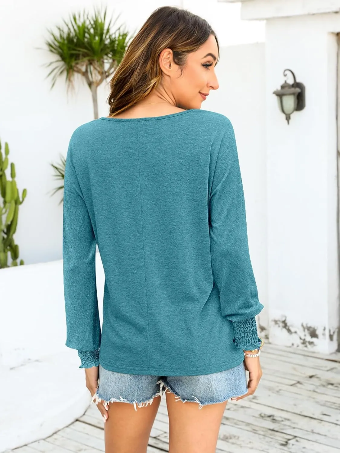 Bluetime Womens Long Sleeve Tops Crew Neck Casual T Shirts Loose Basic Tee Blouse