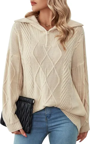 BMJL Women's Half Zip Pullover Sweaters Cute Chunky Loose Slouchy Trendy Sweater Fall 2023