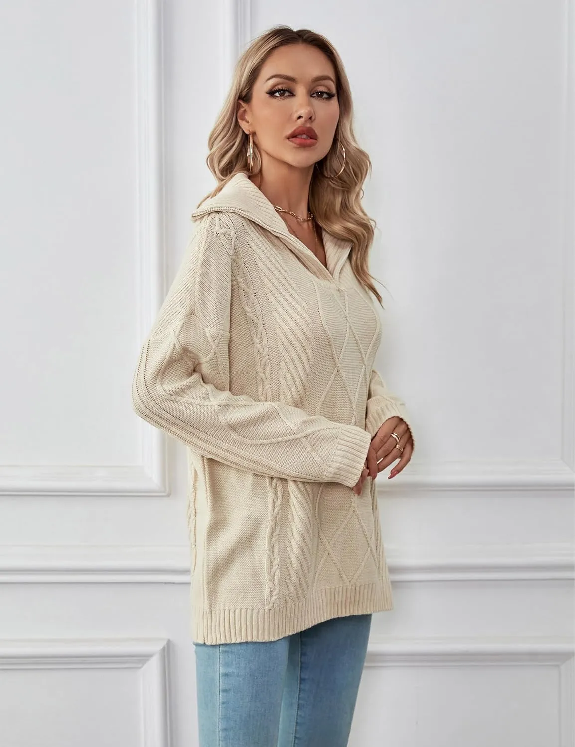 BMJL Women's Half Zip Pullover Sweaters Cute Chunky Loose Slouchy Trendy Sweater Fall 2023