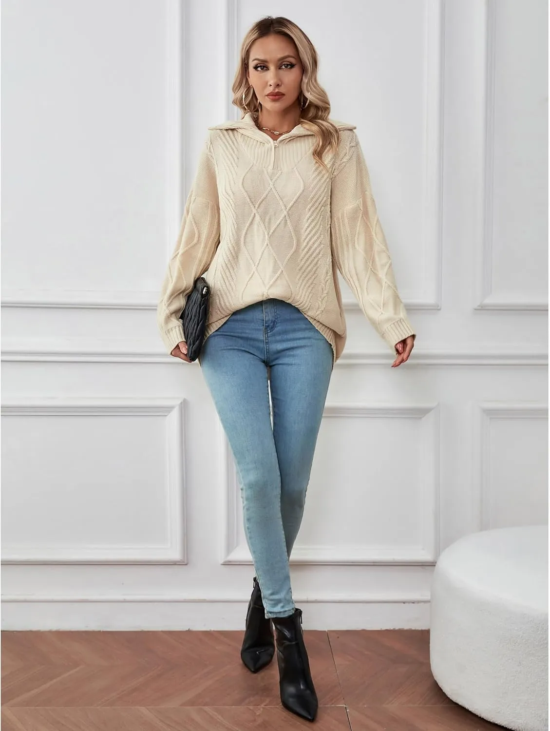 BMJL Women's Half Zip Pullover Sweaters Cute Chunky Loose Slouchy Trendy Sweater Fall 2023