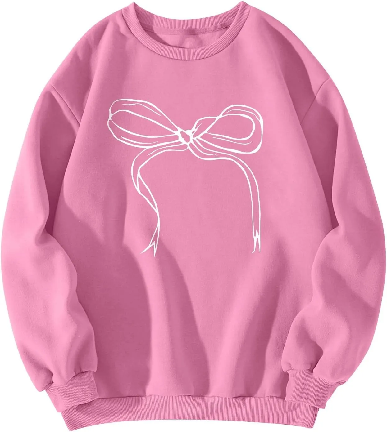Bow Sweater Women Coquette Clothes, Sweatshirts For Teen Girls Clean Girl Holiday Shirt Crewneck Long Sleeve Pullover