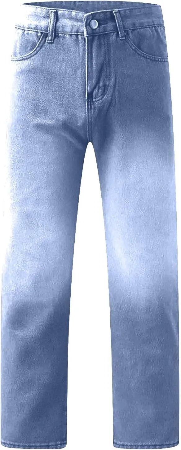 Boyfriend Jeans for Women Trendy Low Rise Sweatpant Jeans Straight Leg Trousers with Pockets Comfy Y2k Denim Pants