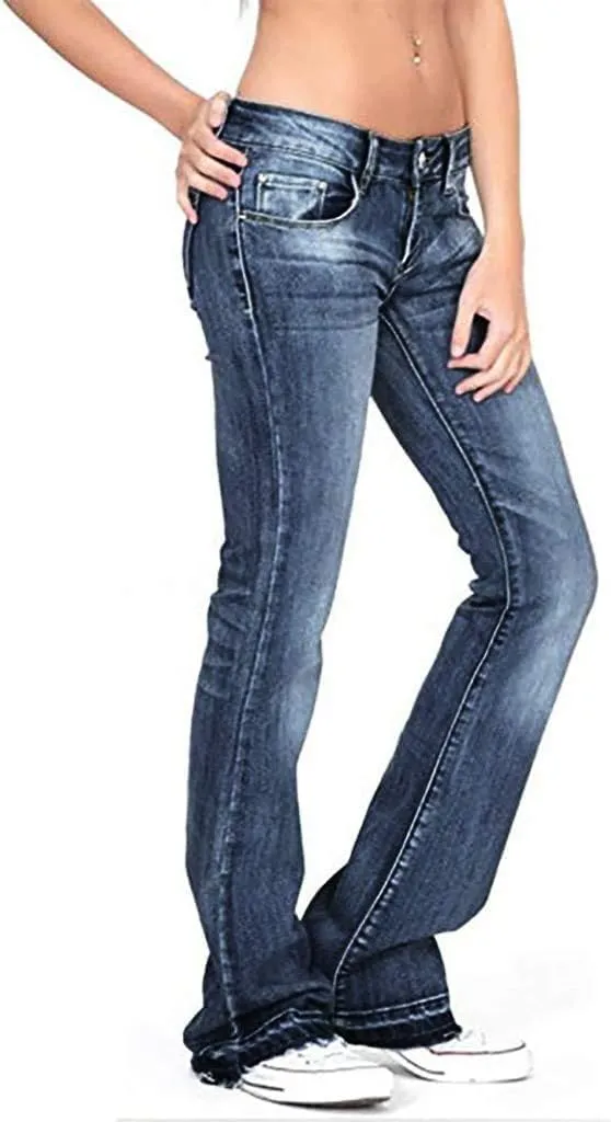 Butt Lifting Low Rise Jeans for Women Trendy Stretch Wide Leg Boot Cut Denim Pants
