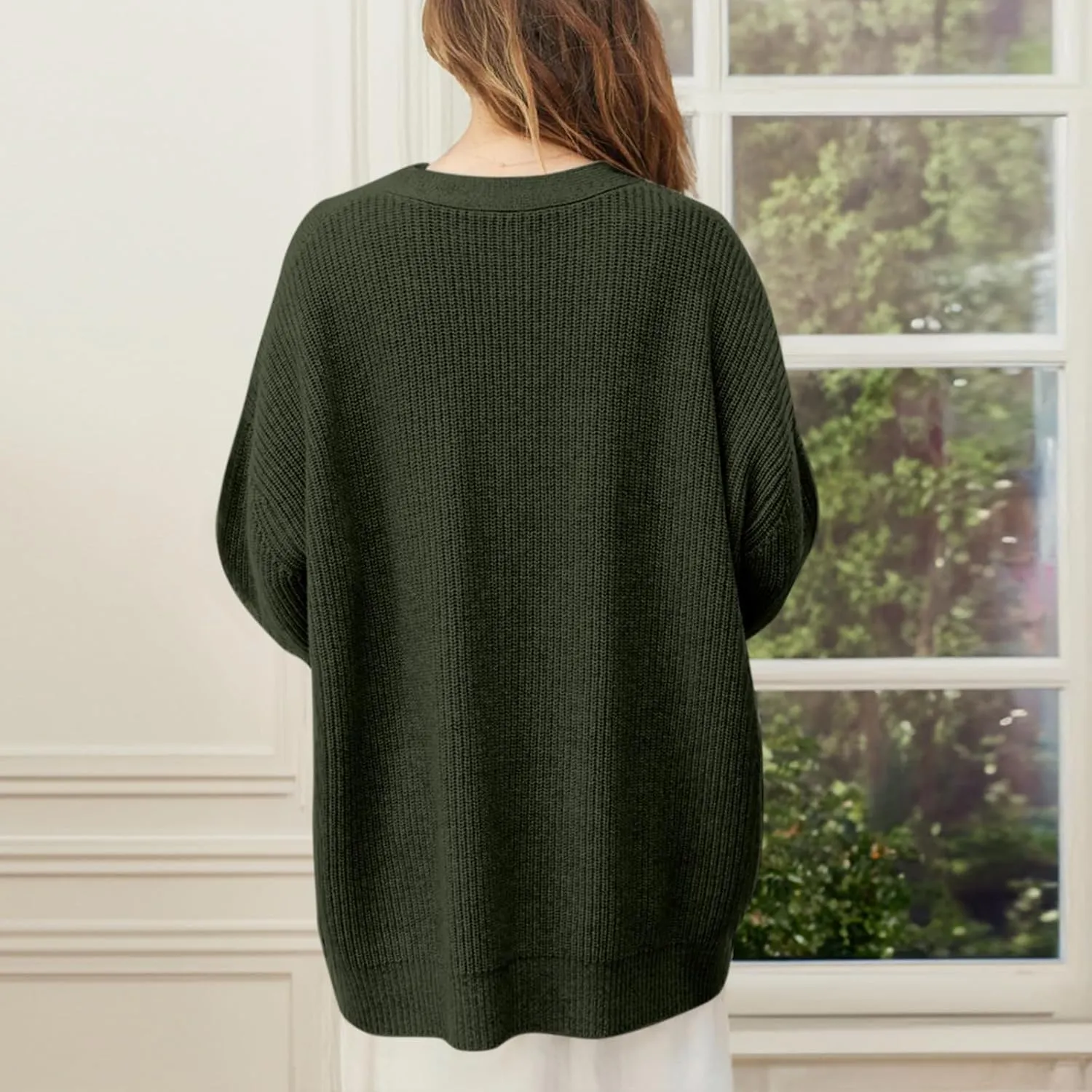 Cardigan Sweater for Women Oversized Button Down Cardigan Lightweight V Neck Knit Tops