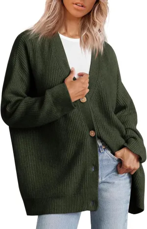 Cardigan Sweater for Women Oversized Button Down Cardigan Lightweight V Neck Knit Tops