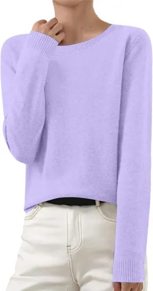 Cashmere Sweaters for Women Long Sleeve Casual Sweater Crewneck Outfits Winter Fashion Solid Color Pullover Sweater