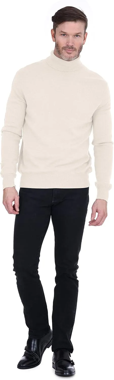 Cashmeren Men's Basic Turtleneck Sweater 100% Pure Cashmere Long Sleeve Roll Neck Pullover