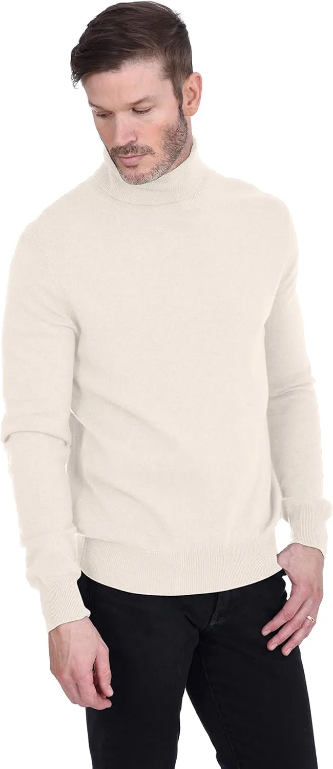 Cashmeren Men's Basic Turtleneck Sweater 100% Pure Cashmere Long Sleeve Roll Neck Pullover