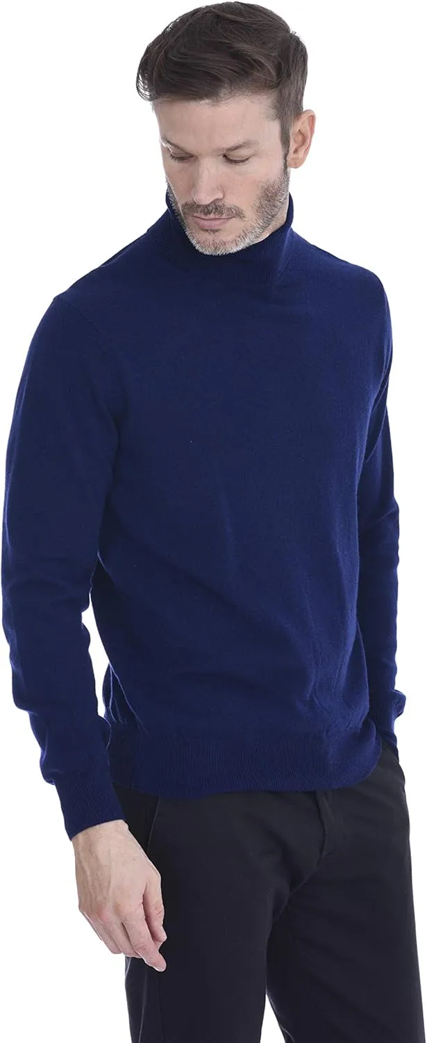 Cashmeren Men's Basic Turtleneck Sweater 100% Pure Cashmere Long Sleeve Roll Neck Pullover