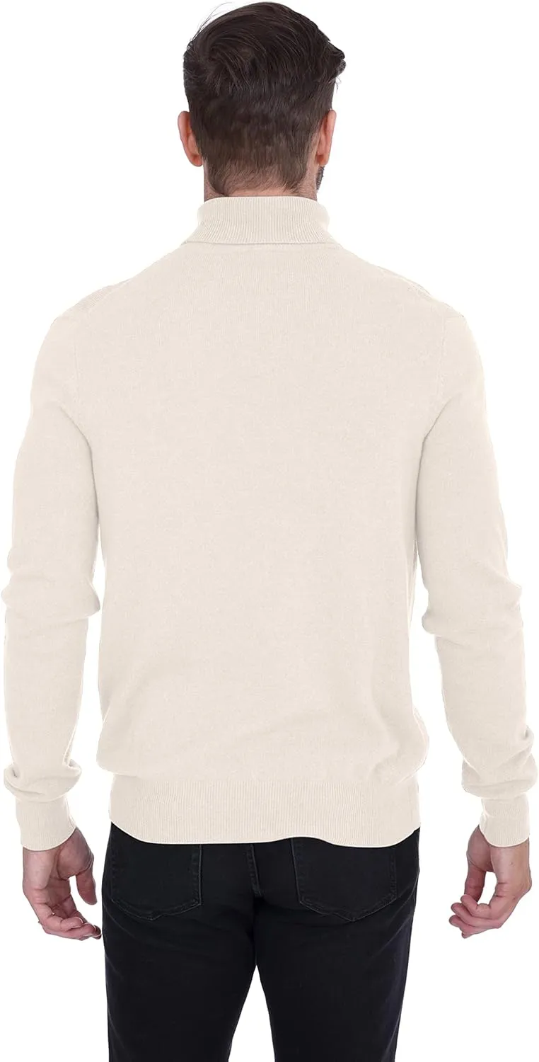 Cashmeren Men's Basic Turtleneck Sweater 100% Pure Cashmere Long Sleeve Roll Neck Pullover
