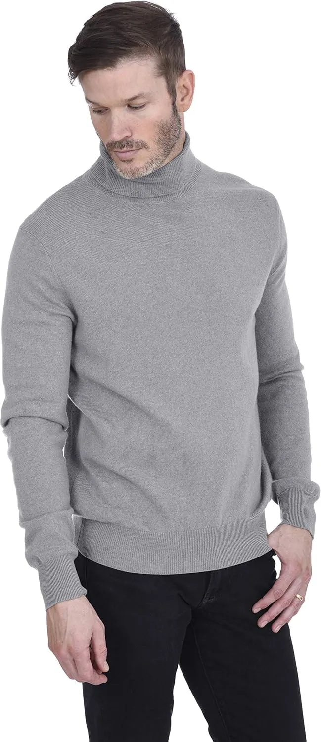 Cashmeren Men's Basic Turtleneck Sweater 100% Pure Cashmere Long Sleeve Roll Neck Pullover