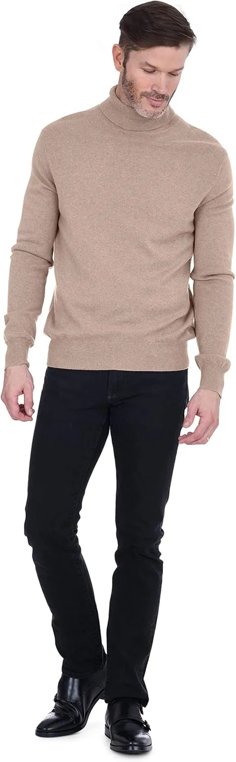 Cashmeren Men's Basic Turtleneck Sweater 100% Pure Cashmere Long Sleeve Roll Neck Pullover