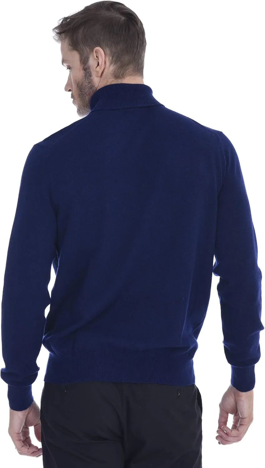 Cashmeren Men's Basic Turtleneck Sweater 100% Pure Cashmere Long Sleeve Roll Neck Pullover