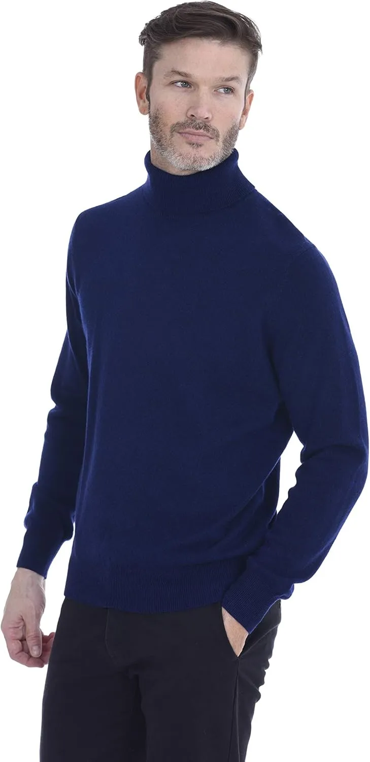 Cashmeren Men's Basic Turtleneck Sweater 100% Pure Cashmere Long Sleeve Roll Neck Pullover