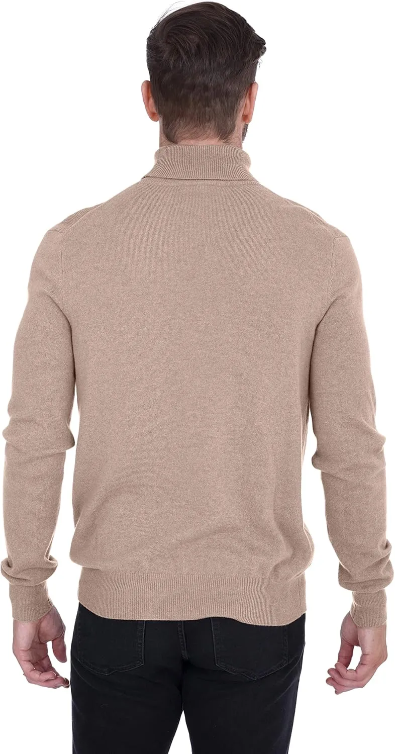 Cashmeren Men's Basic Turtleneck Sweater 100% Pure Cashmere Long Sleeve Roll Neck Pullover