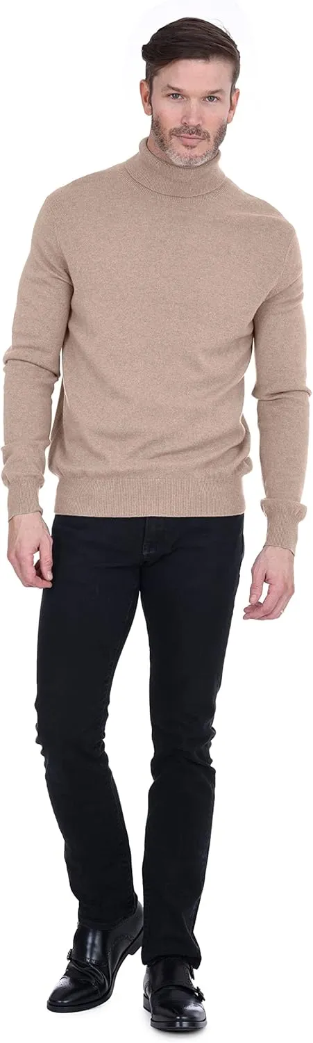 Cashmeren Men's Basic Turtleneck Sweater 100% Pure Cashmere Long Sleeve Roll Neck Pullover