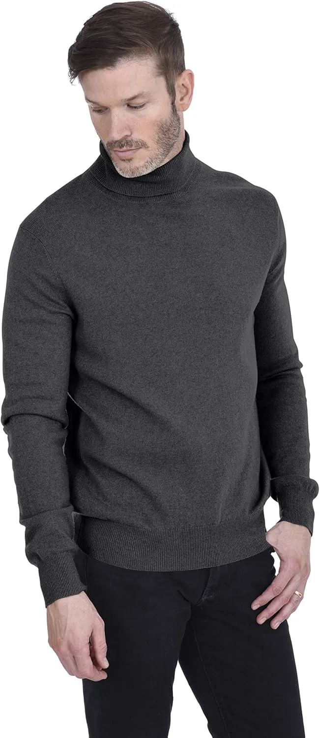 Cashmeren Men's Basic Turtleneck Sweater 100% Pure Cashmere Long Sleeve Roll Neck Pullover