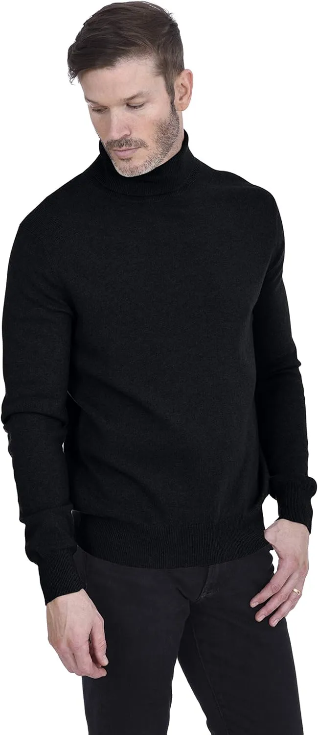 Cashmeren Men's Basic Turtleneck Sweater 100% Pure Cashmere Long Sleeve Roll Neck Pullover