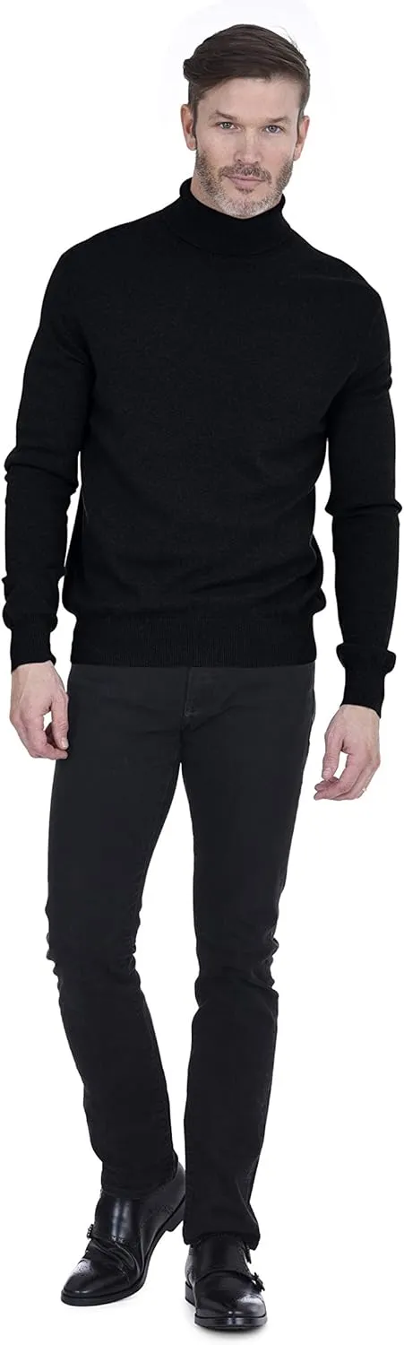 Cashmeren Men's Basic Turtleneck Sweater 100% Pure Cashmere Long Sleeve Roll Neck Pullover