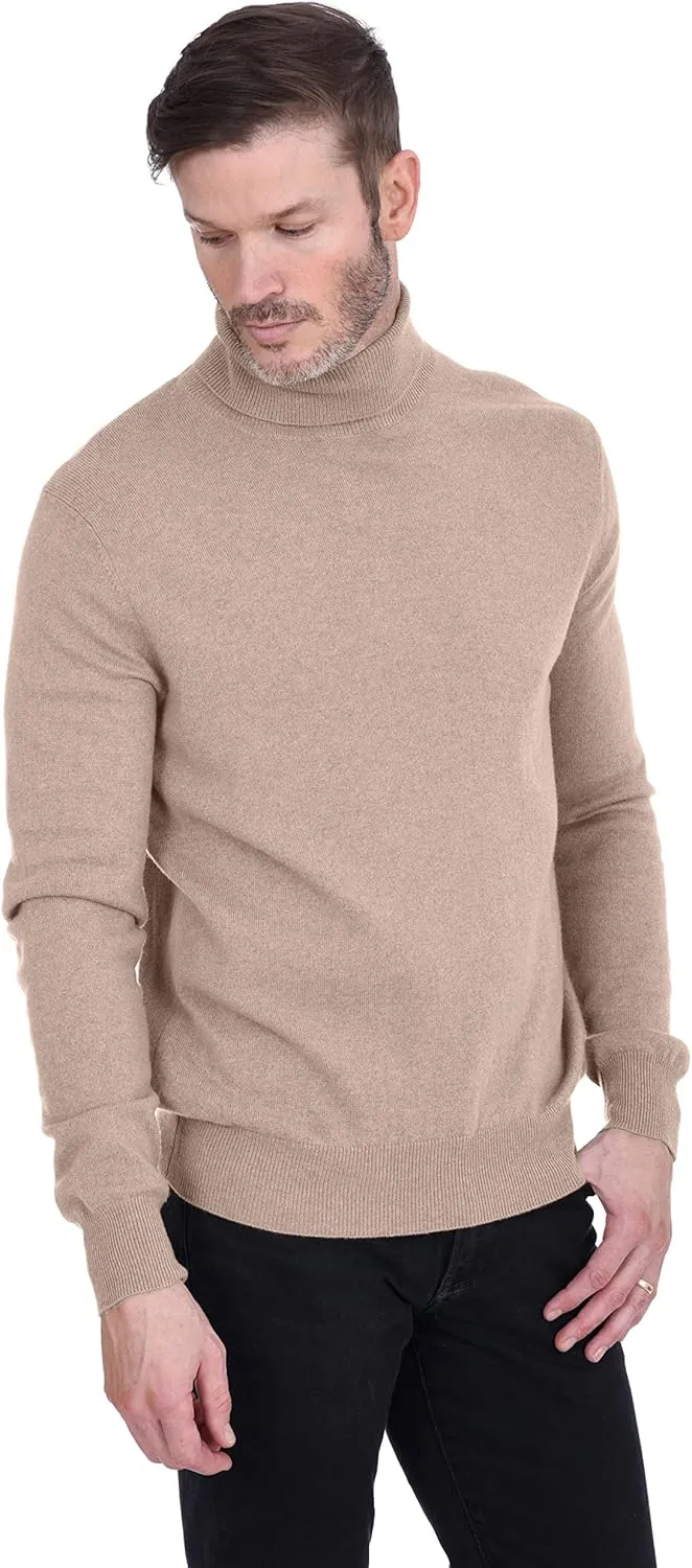 Cashmeren Men's Basic Turtleneck Sweater 100% Pure Cashmere Long Sleeve Roll Neck Pullover