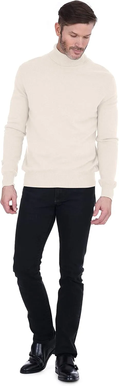 Cashmeren Men's Basic Turtleneck Sweater 100% Pure Cashmere Long Sleeve Roll Neck Pullover