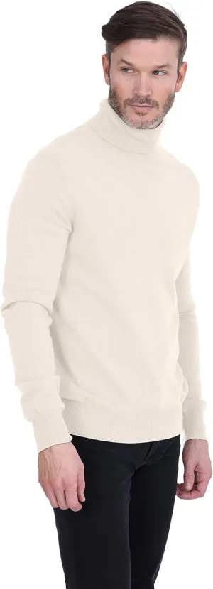 Cashmeren Men's Basic Turtleneck Sweater 100% Pure Cashmere Long Sleeve Roll Neck Pullover