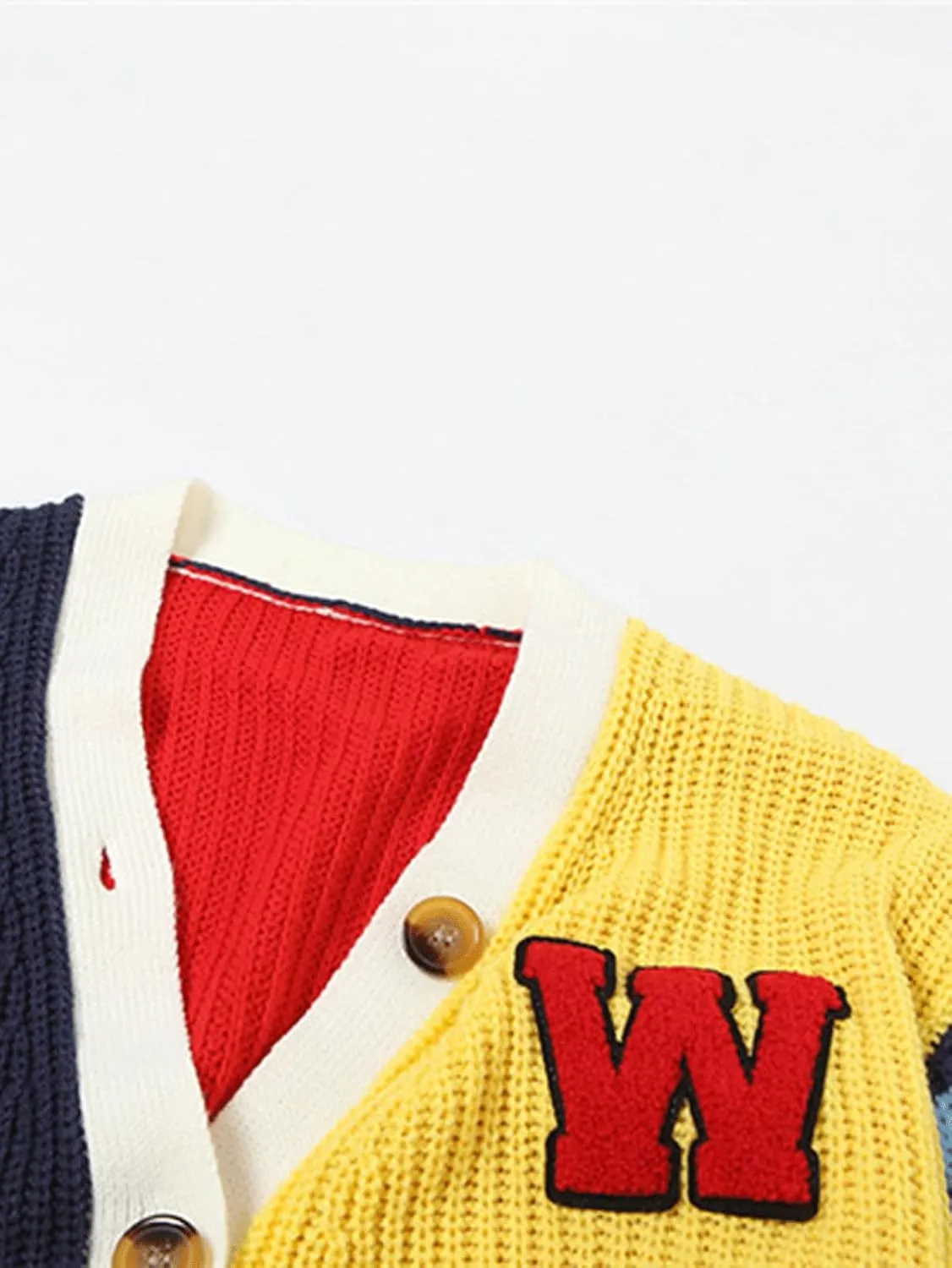 CHARTOU Women's Colorful Letter Cable Knit Sweaters Cardigan V Neck Button Down Color Block Y2k Outfits 2024