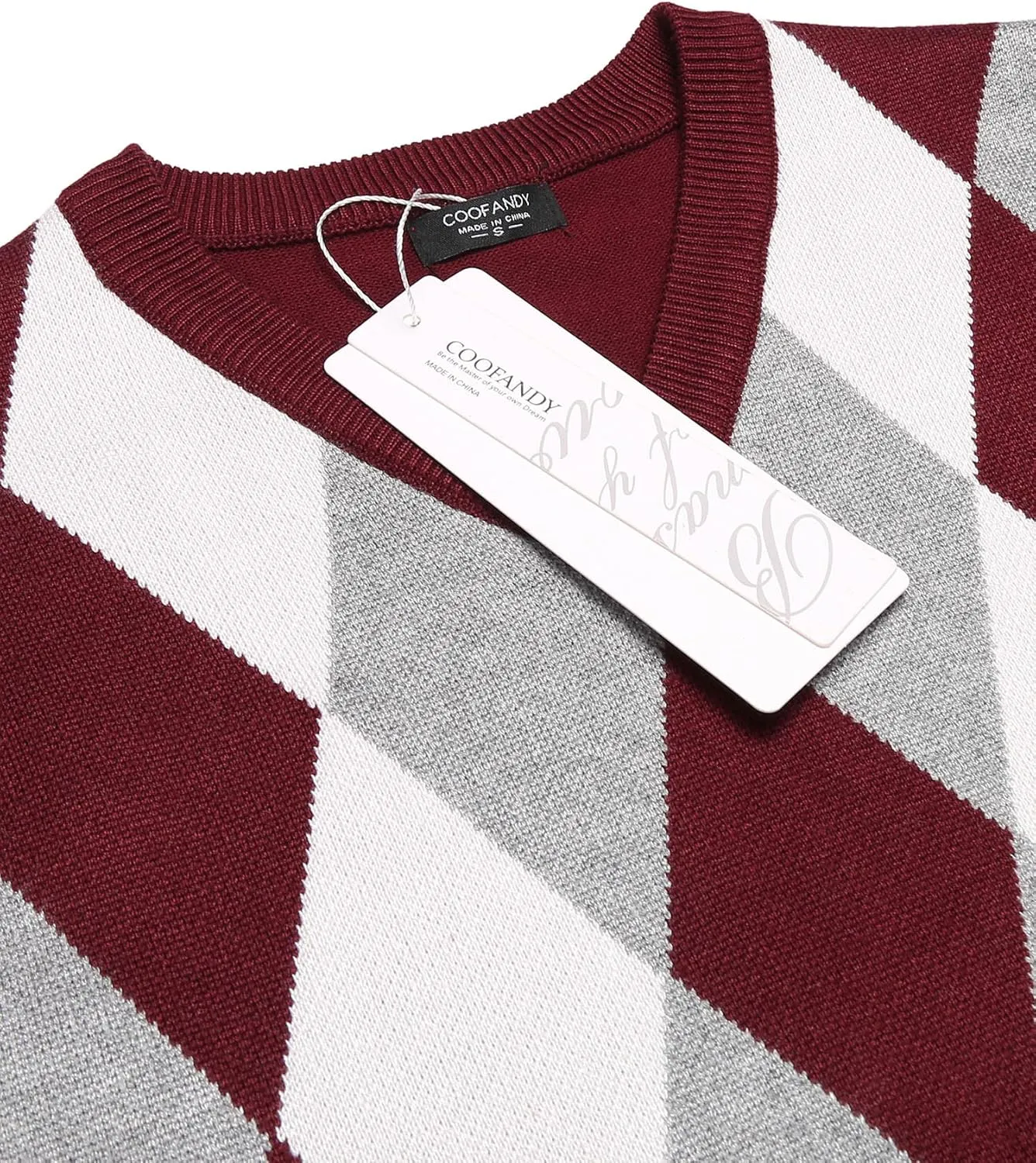 COOFANDY Men's Sleeveless V Neck Pullover Sweater Slim Fit Casual Argyle Sweater Vest