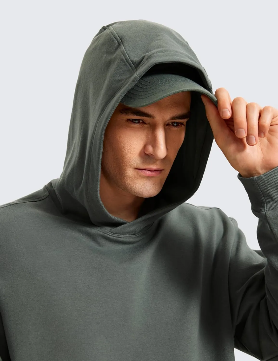 CRZ YOGA Mens Fleece Hoodies Basic Casual Hooded Sweatshirts Long Sleeve Pullover Workout Tops with Pocket