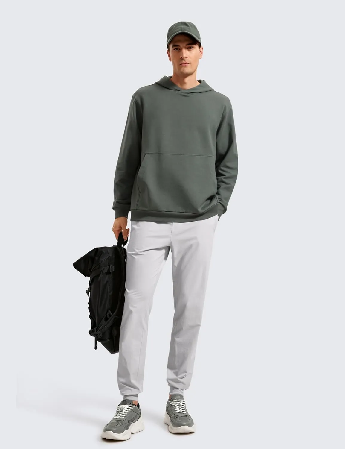 CRZ YOGA Mens Fleece Hoodies Basic Casual Hooded Sweatshirts Long Sleeve Pullover Workout Tops with Pocket