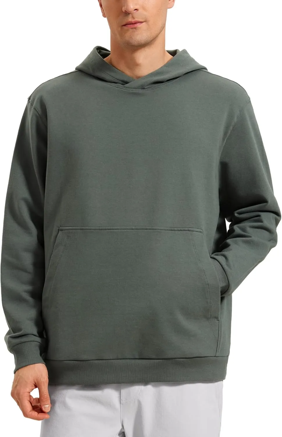 CRZ YOGA Mens Fleece Hoodies Basic Casual Hooded Sweatshirts Long Sleeve Pullover Workout Tops with Pocket