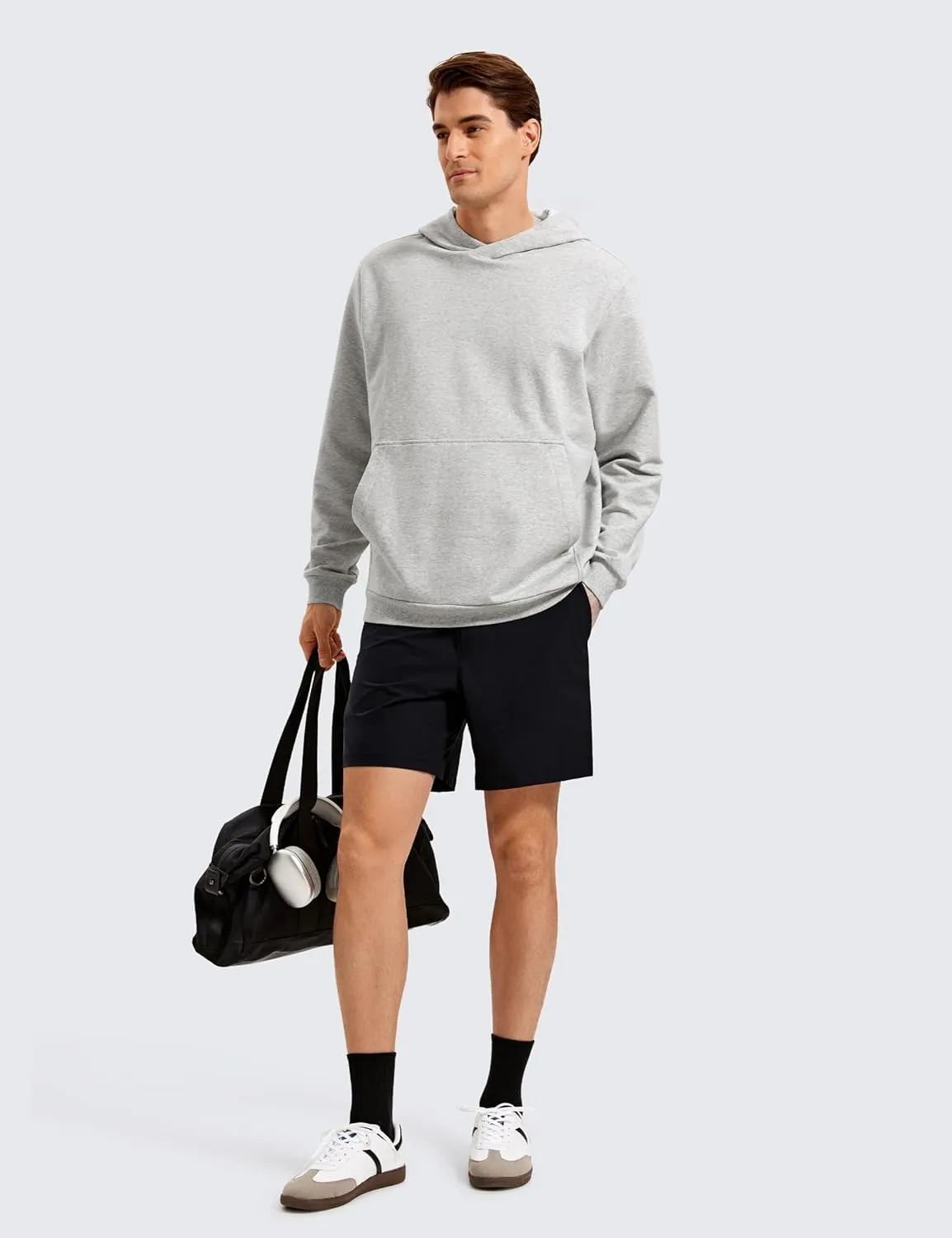 CRZ YOGA Mens Fleece Hoodies Basic Casual Hooded Sweatshirts Long Sleeve Pullover Workout Tops with Pocket