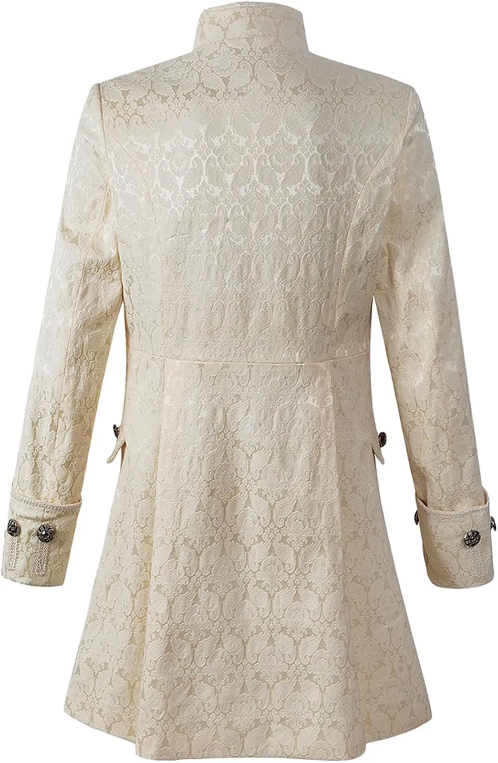 Ctreela Gothic Brocade Frock Coat for Men Medieval Steampunk Stand Collar Trench Coat Big and Tall Long Sleeve Tailcoat