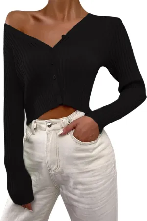 Dark Open Front Cardigan Womens Long Sleeve Open Front Knit Crop Cardigan Sweater Women Fleece Cardigan