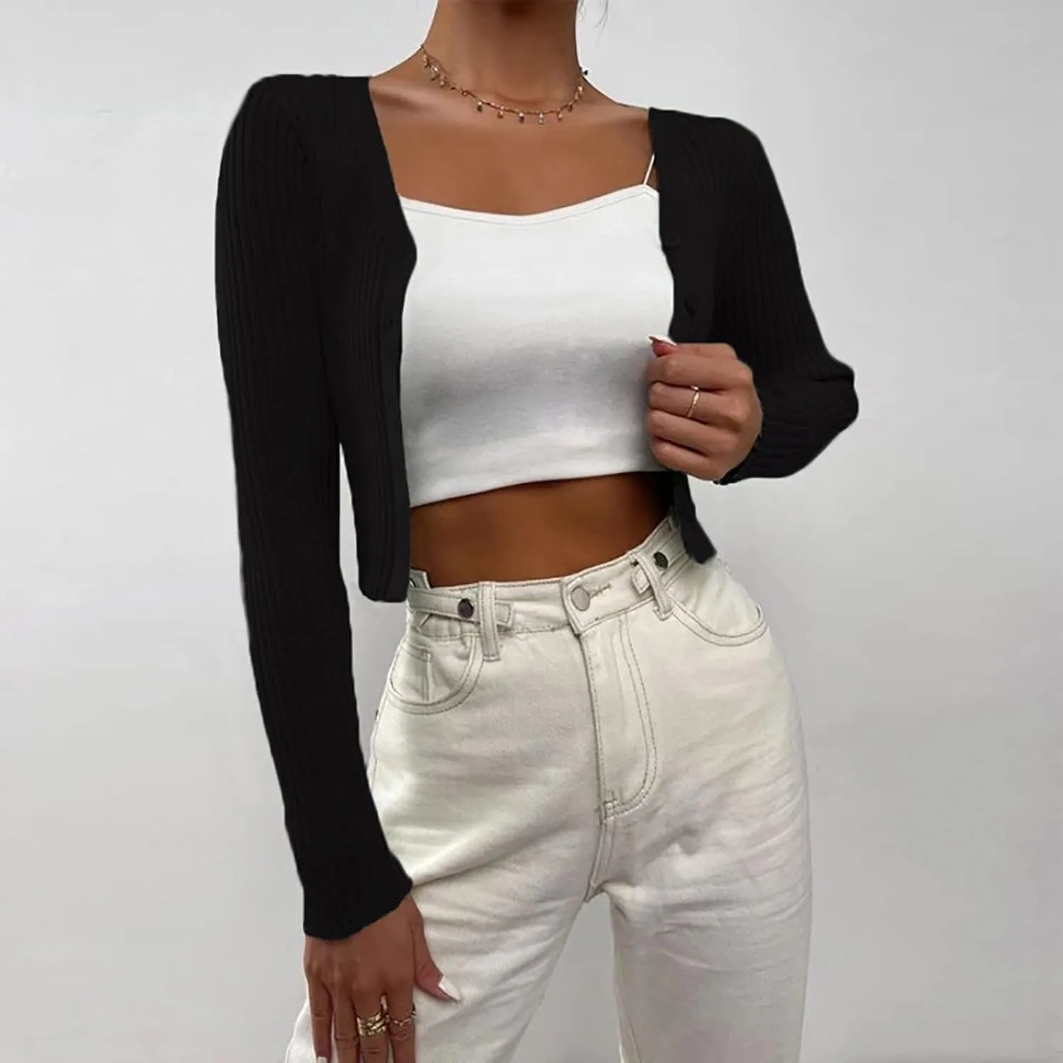 Dark Open Front Cardigan Womens Long Sleeve Open Front Knit Crop Cardigan Sweater Women Fleece Cardigan