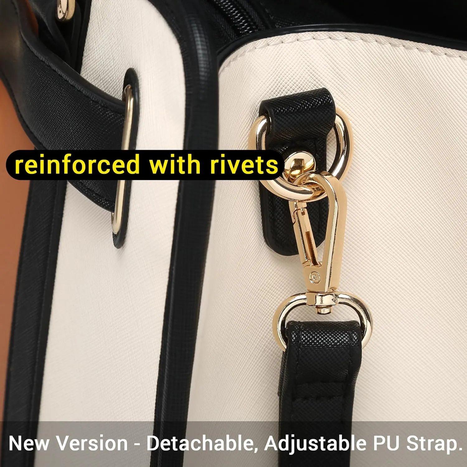 Dasein Two Tone Satchel Handbags Purses for Women Vegan Leather Shoulder Bags Large Tote Bag with Matching Wallet