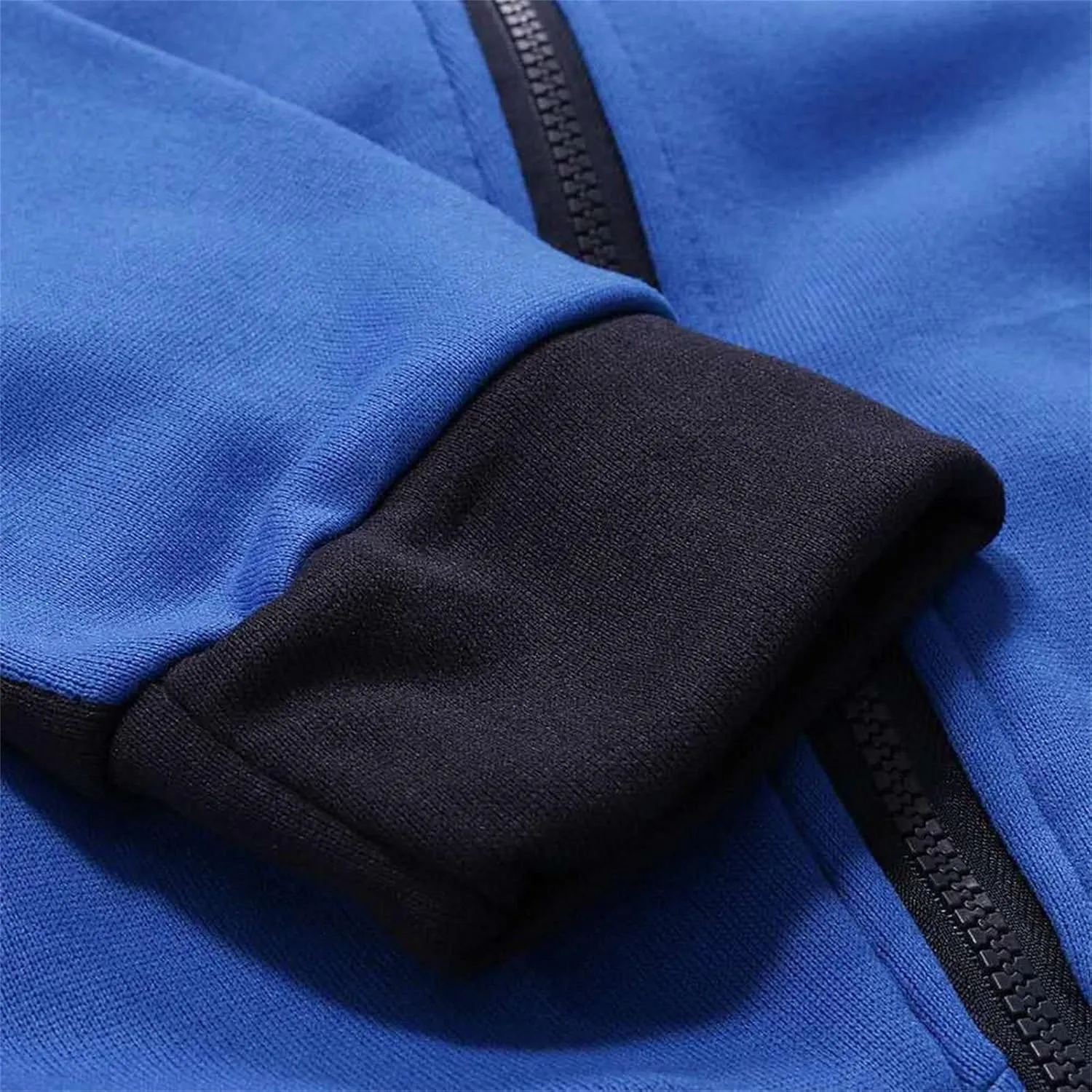 DGHM-JLMY Men's Color Contrast Double Zipper Hooded Zipper Fleece Hoodie Sweatshirt Jacket Casual Zip-up Jackets with Pockets