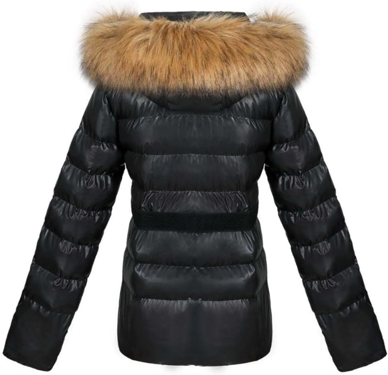 DGHM-JLMY Women's Fur Collar Fashion Slim Down Cotton Winter Hooded Coat Thicken Puffer Parka Puffer Coat Warm Down Jacket