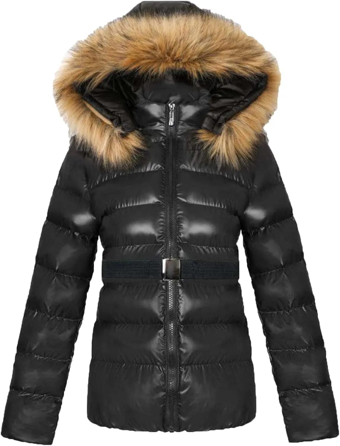 DGHM-JLMY Women's Fur Collar Fashion Slim Down Cotton Winter Hooded Coat Thicken Puffer Parka Puffer Coat Warm Down Jacket